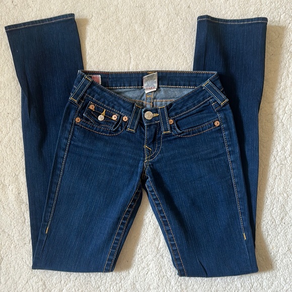 True Religion | Low Rise Boot Cut Dark Denim Jeans Size 24 - Picture 5 of 16